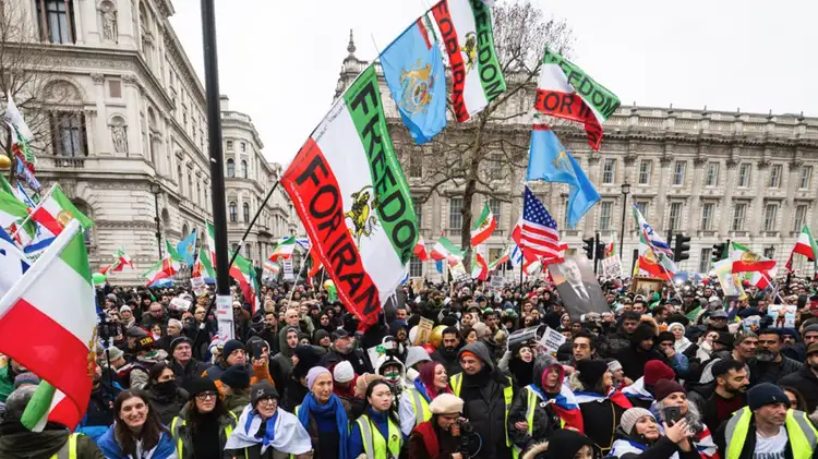 A rally in London in support of a free Iran on 10 January - credit - screenshot